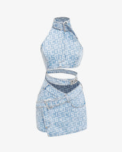 Carica l&#39;immagine nel visualizzatore di Gallery, Belted Monogram Denim Dress
