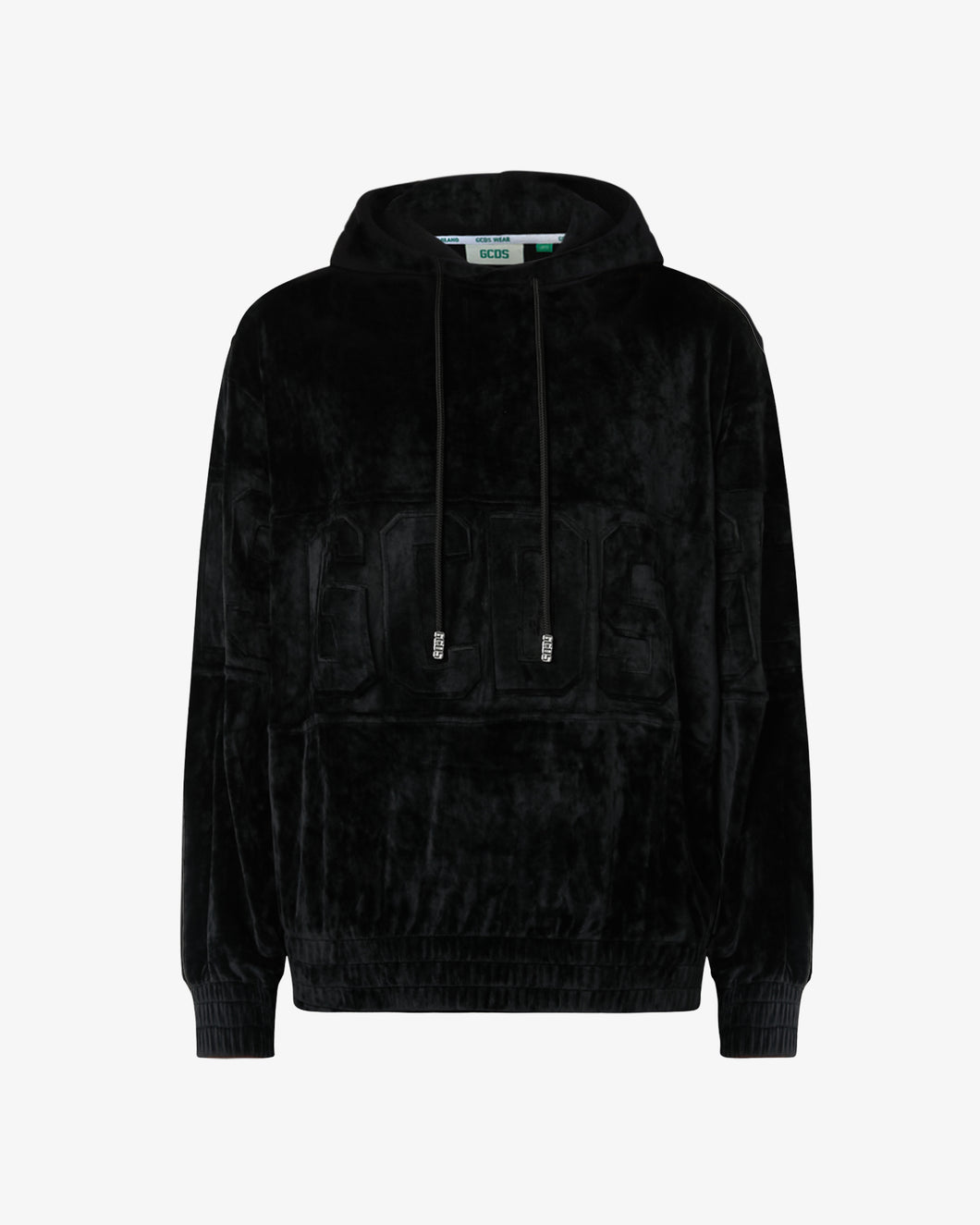 Gcds Band Logo Velvet Hoodie | Unisex Sweatshirts Black | GCDS®