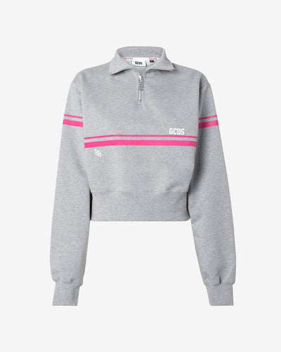 Gcds Bliss Half Zip Sweatshirt : Women Hoodie Grey | GCDS Spring/Summer 2023