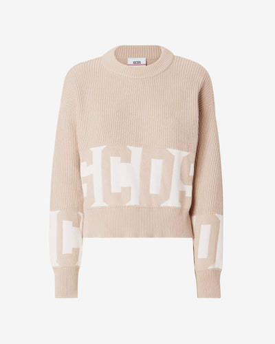 Gcds Cotton Low Band Sweater : Women Knitwear Beige | GCDS Spring/Summer 2023